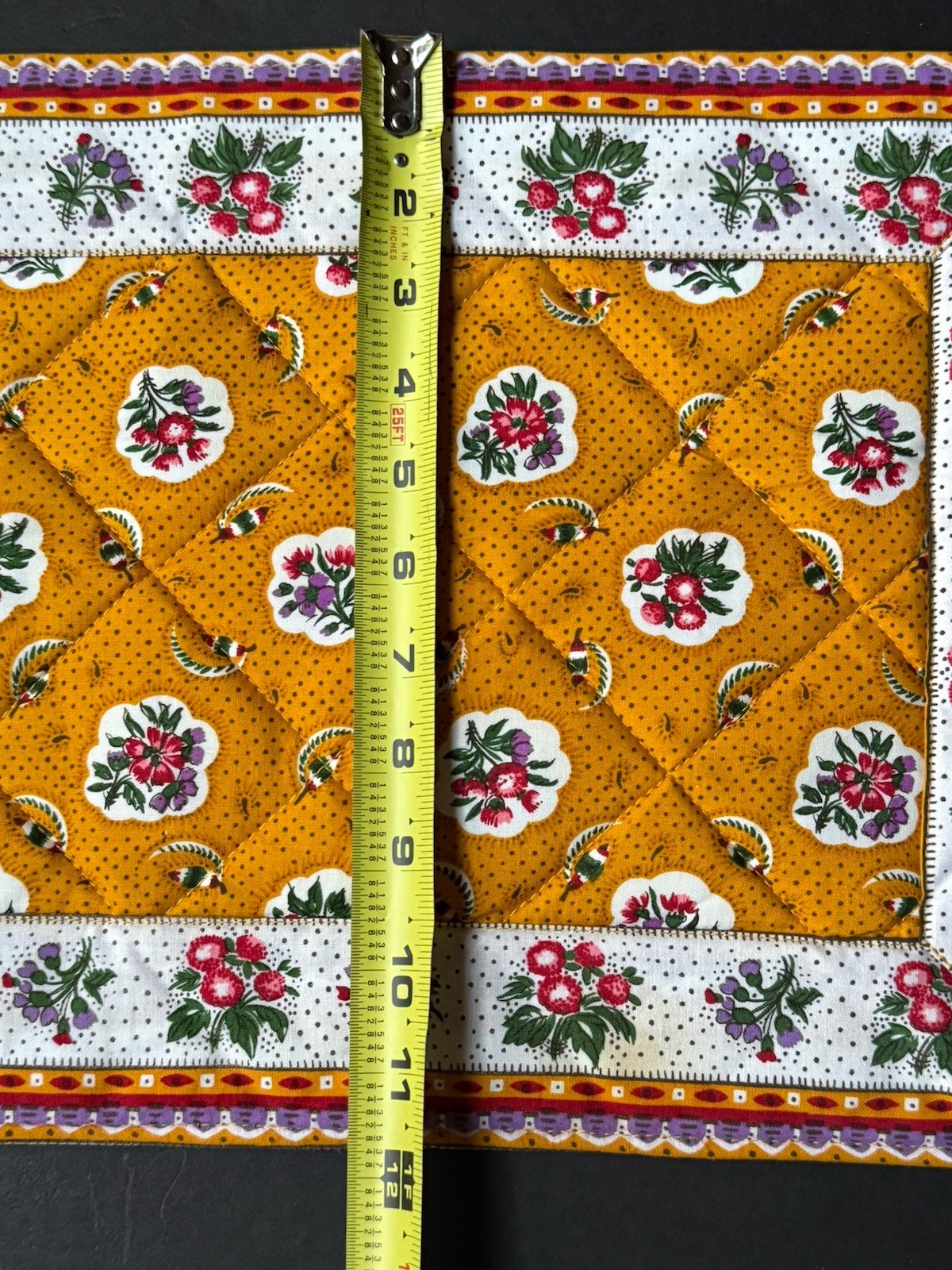Yellow Table 8 NAPKINS & PLACEMATS VINTAGE Pierre Deux FLORAL Flowers QUILTED