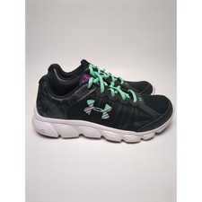 Under Armour Assert 6 Youth Running Shoes Black Purple Teal Girls Size 5Y