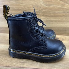 Dr Martens Zavala Toddler Boots Size 8 UK 7 Black Leather Zip Combat