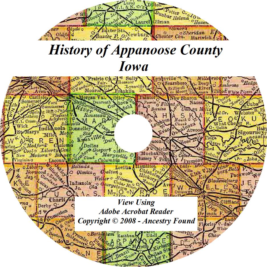 1913 History & Genealogy of APPANOOSE COUNTY IOWA Centerville IA