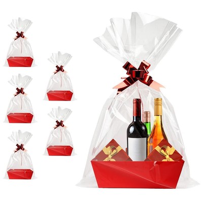 Basket For Gifts Empty, 5 Pack Sturdy Empty Gift Basket Kit With Handles, Red...