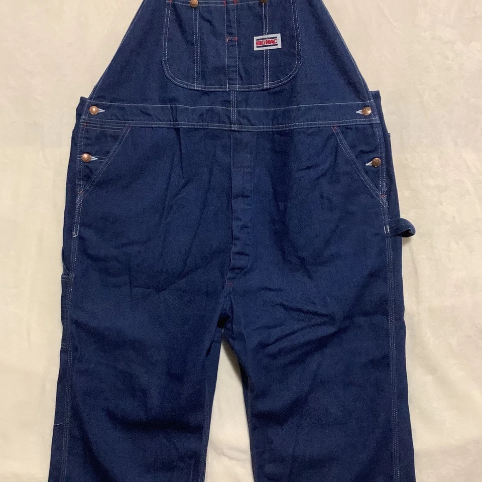 Mono de mezclilla Big Mac de colección espalda cuadrada baberos hecho en EE. UU. ropa de trabajo para hombre 46x30 Foto 3 de 4