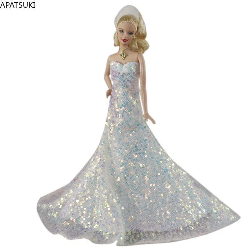 Ropa de muñeca de moda de lentejuelas blancas para vestido de princesa de muñeca de 11,5" accesorios 1/6 Foto 2 de 3