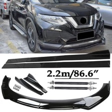 Front Bumper Lip Spoiler Side Skirts Rear Lip Glossy Black For Nissan Rogue Q