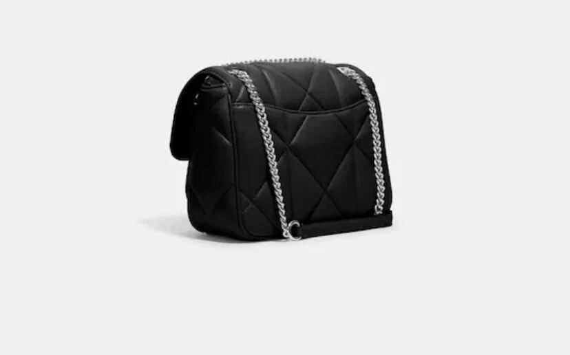Borsa a tracolla trapuntata trapuntata nuova con etichette Coach Klare 25 nuova con etichette in pelle nera argento