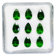 9 Pcs Natural Chrome Diopside 8x5mm Pear Cut Vivid Green Loose Gemstones Lot