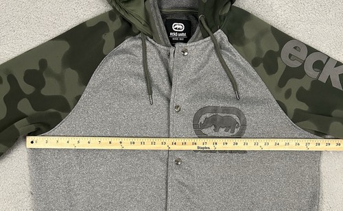 Ecko Unltd Men's Button Snap Fleece Lined Camo Sleeve Gray Jacket Size 3XL - Picture 11 of 15