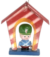Vintage 1970s Wood Toy Soldier Bavarian Guard Christmas Ornament Holiday Decor