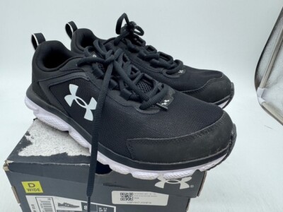UNDER ARMOUR WOMEN'S CHARGED ASSERT 9 RUNNING SHOE BLACK WHITE SIZE 8 WIDE