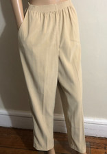 ALFRED DUNNER Pull On Pants Sz 8 NWOT Beige Faux Suede Elastic Waist Pckts