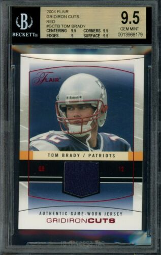 POP 2 BGS 9.5 TOM BRADY 2004 FLAIR GAME-WORN JERSEY GRIDIRON CUTS #GC-TB #/150 - Picture 1 of 2