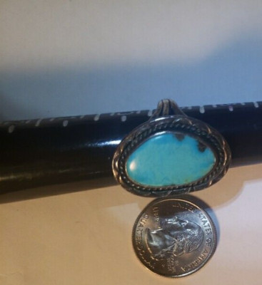 Großer Vintage Indianer Türkis Sterlingsilber Rg - getestet 90% + Sil. Größe 9,5