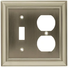 BRAINERD ARCHITECTURAL SINGLE SWITCH DUPLEX SATIN NICKEL WALL PLATE 64171 