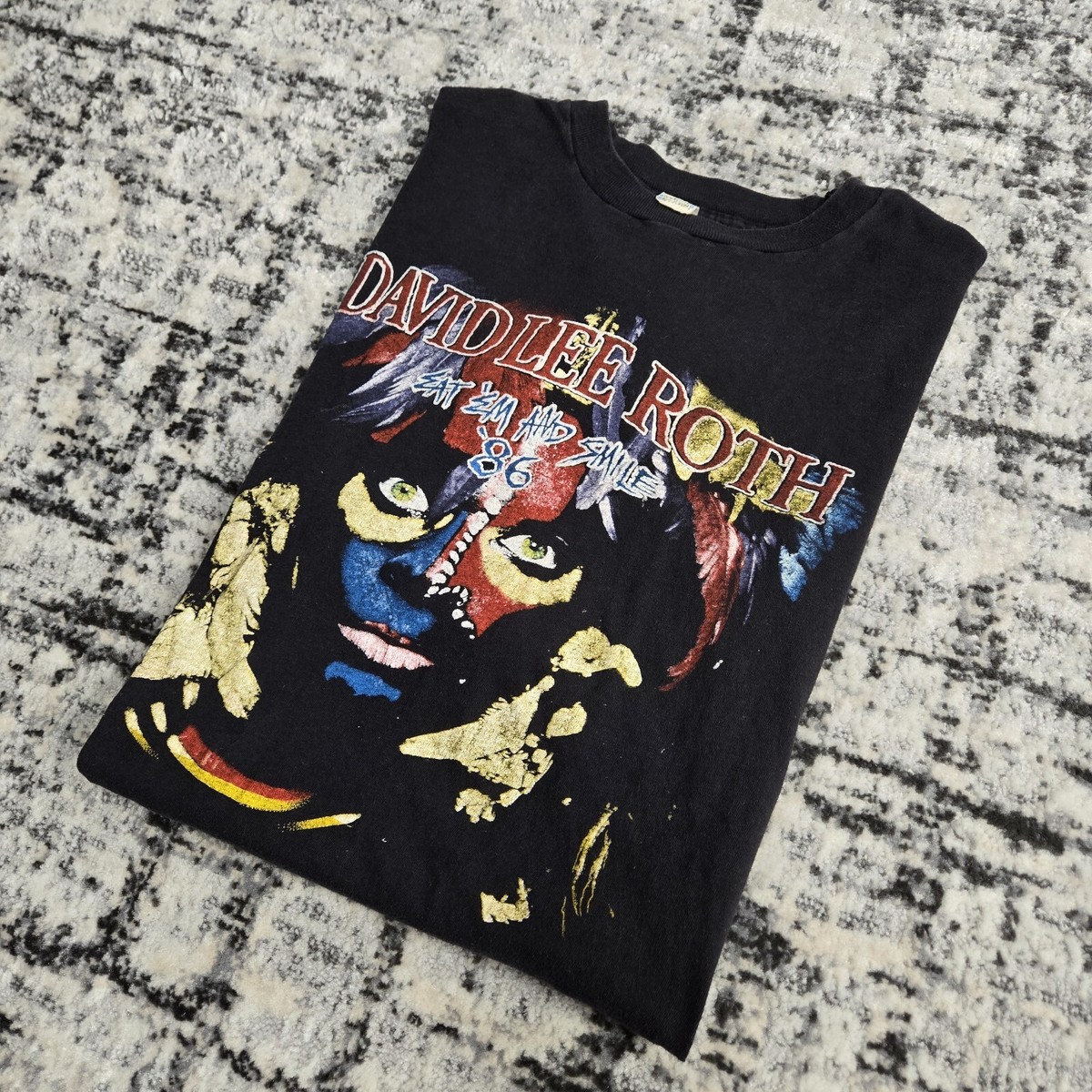 Vtg 80s David Lee Roth Shirt 1986 Eat Em and Smile Tour Band Tee