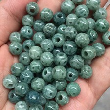10pcs Natural Grade A Oil-Green Jade Jadeite Beads 8mm 10mm Width