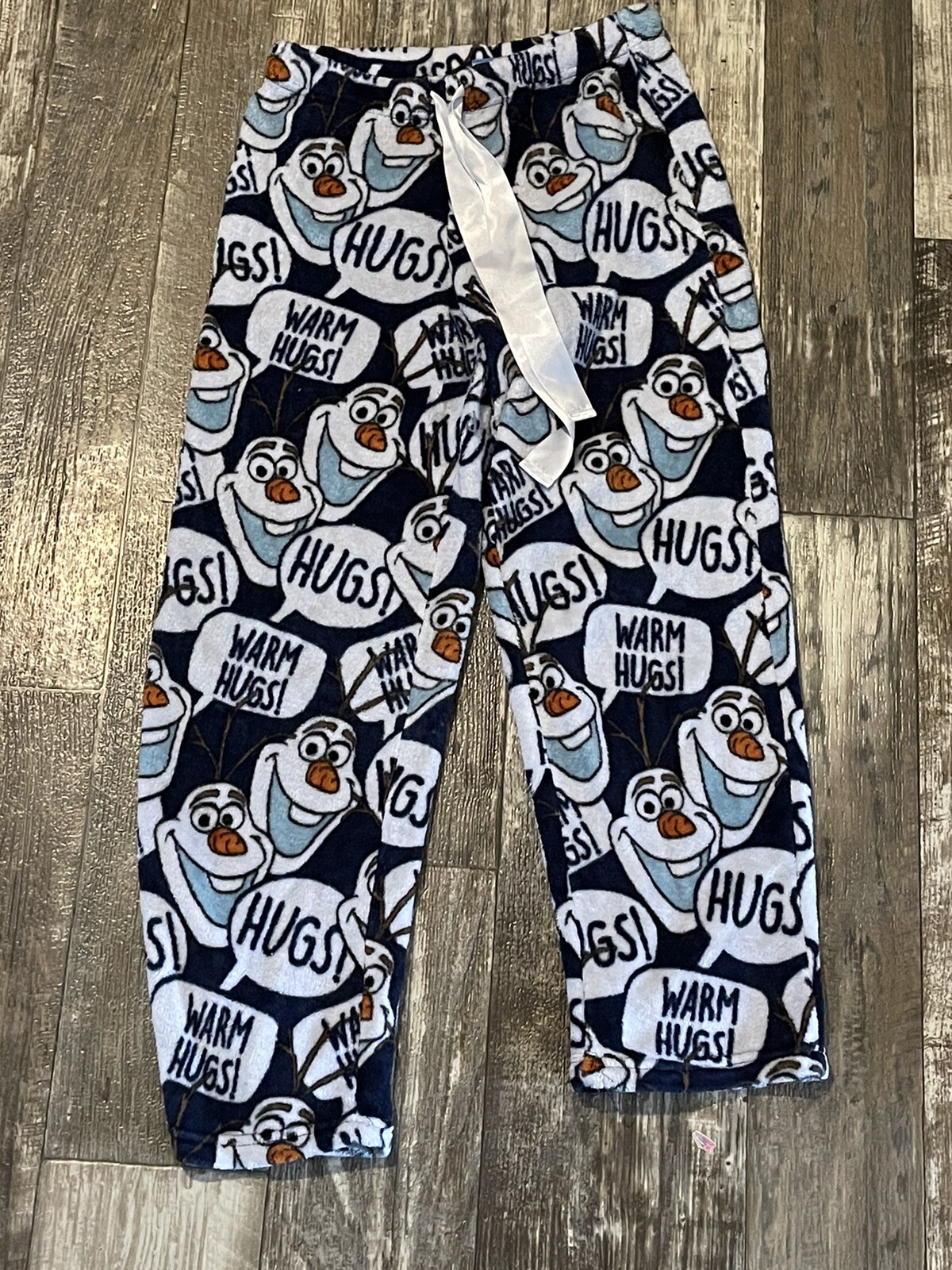 Disney Olaf Womens Blue White Tie Sleep Jogger Pajama Pants Size Small 4-6