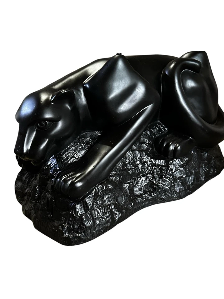 Винтажный 80-х Черная пантера из стекловолокна журнальный столик и конец стола редкий набор - Изображение 4 из 4