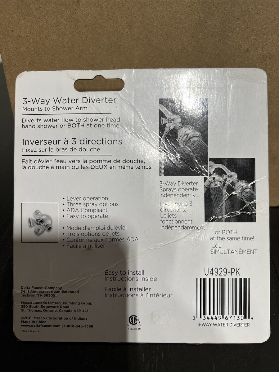 Delta Faucet U4929-PK 3-Wege-Duscharm-Umsteller – Chrom, Für Handbrause, ADA-konform