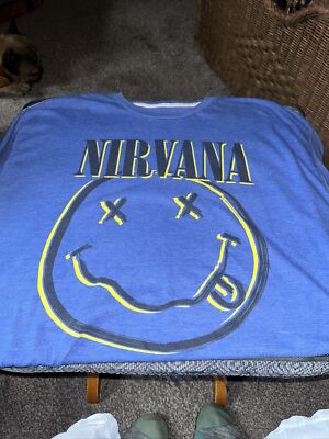 Nirvana Vintage T Shirt Smiley Face Rare Blue L