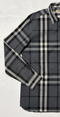 BURBERRY Shirt IP Check Medium M Gray | eBay