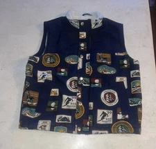 BDG Urban Outfitters Vest Men's Size Small Blue Vintage Ski Designs Lined Pocket