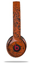 Skin Wrap for Beats Solo Wireless 2 3 4 Folder Doodles Burnt Orange SKIN ONLY