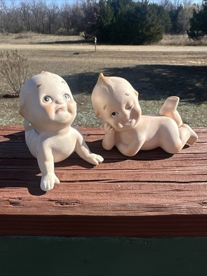 Vintage Kewpie Babies Porcelain Baby Figures Sweet Poses Lot Of 2
