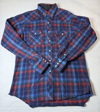 VTG Wrangler Pearl Snap X Long Tail Cowboy Cut Men s 16.5-36 Plaid Shirt Western