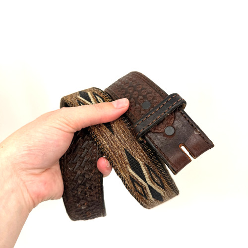 Hitched Horsehair Leather Cowboy Native American Southwest Western Belt 28