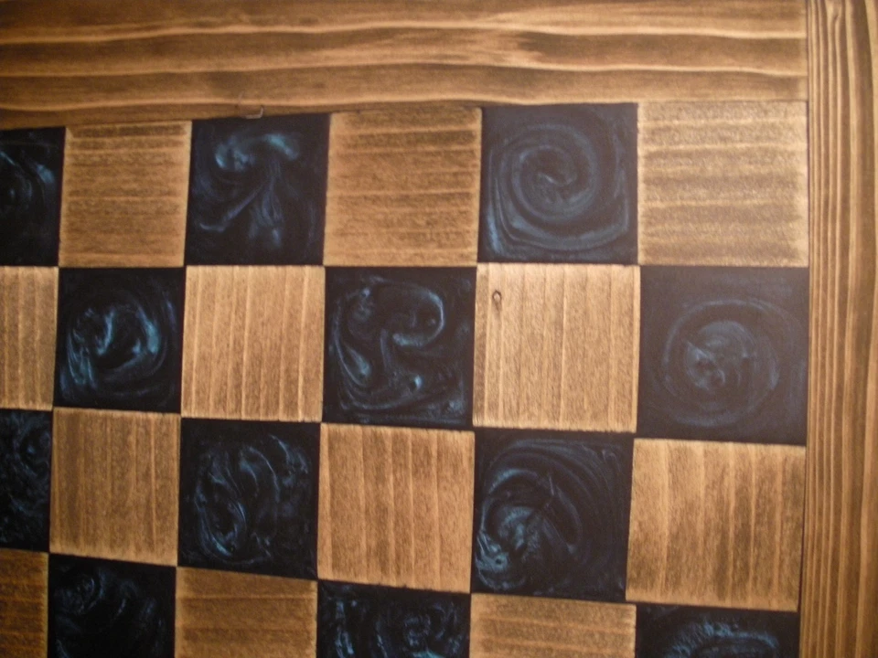 Nuevo Hermoso Juego de Mesa de Ajedrez Hecho a Mano Madera AZUL 23"x23" Sin Piezas NAVIDAD Foto 4 de 4