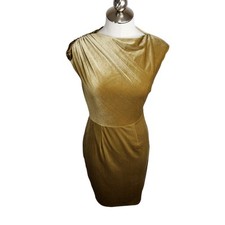 THML Velvet Chartreuse Gold Velvet Dress Women's Size Small Party Cocktail Slit
