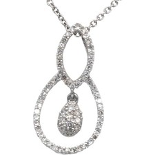 14k White Gold Round Diamond Pendant Necklace Chain 0.25CT