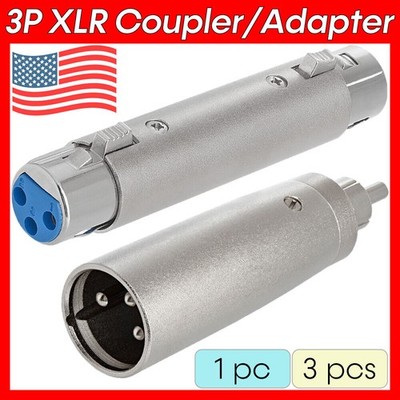 3-Pin XLR Coupler F to F 3P XLR to RCA M to M Audio Cable Adapter Microphone Mic