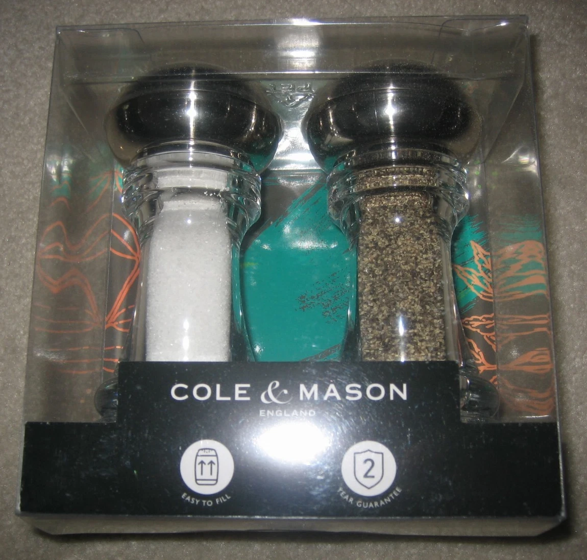 Cole & Mason Carlisle 5.5" Shaker Set - Salt & Pepper Mills Refillable Acrylic