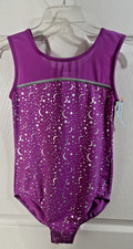 New w/tags Cat Jack Girls Size XL 14-16 dance gymnastics leotard purple/silver