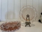 Vintage Anchor Hocking Old Colony Lace Edge pink depression glass Dessert plates