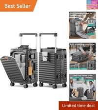 20 Inch Carry on Luggage with Aluminium Frame and Front Pocket, PC Hardshell ...