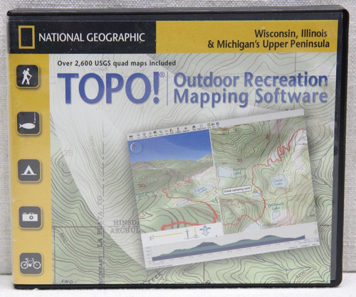 Topo! National Geographic Mapping Software Wisconsin, Illinois, Michigan UP