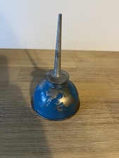 Eagle Oil Can Blue Silver Metal USA Thumb Pump 3.5" Oiler Dripper - Vintage