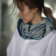 Silk Rayon Indigo Shibori Shawl Wrap 175x90cm Handmade Japan