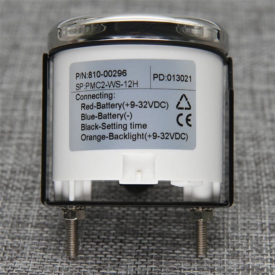 52mm 12V Universal Car Boat Clock Gauge Red Backlight Pointer 0-12 Hours Silver Foto 4 de 4