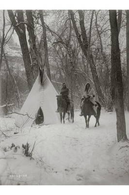 The winter camp--Apsaroke,July 6,c1908,Edward S Curtis,Crow Indians,horseback