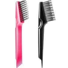 2 Pcs Hair Brush Cleaner Tool 2-in-1, Black and Pink Hairbrush Cleaner