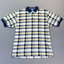 Vintage Tommy Hilfiger Polo Shirt Mens Medium Multicolor Plaid Crest Casual 90s