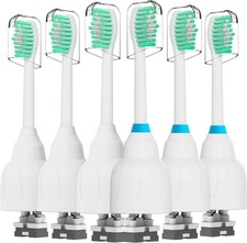 6 Pack Philips Sonicare Replacement Toothbrush Heads for e-Series - White