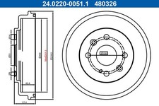 2x Bremstrommel ATE 24.0220-0051.1 für MAZDA DL DJ DE3FS BiFuel MZR DE5FS DJ5FS