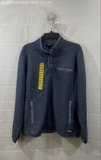 Eddie Bauer Men's Blue Sweater Fleece 1/4 Snap Mock Neck Jacket Sz M NWT