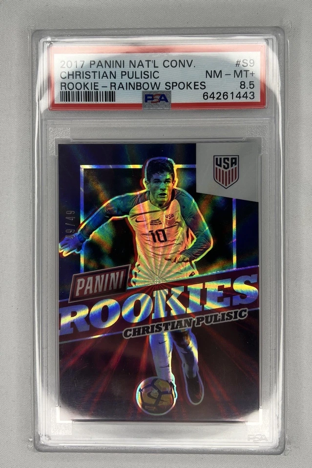 PSA 8.5 CHRISTIAN PULISIC 2017 Panini Nat’l #S9 Rainbow Spokes 49/49 RC 🔥 RARE - Image 3 of 4