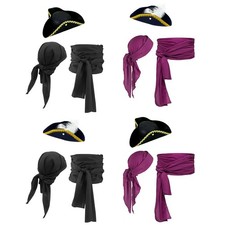 Unisex Adults Pirate Costume Hat Festival 3 Pieces Pirate Costume Renaissance