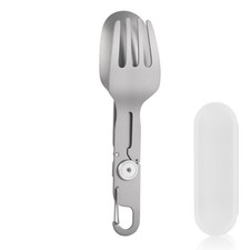 Titanium Camping Flatware, 2 in 1 Removable Foldable Tableware, Fork and Spoo...